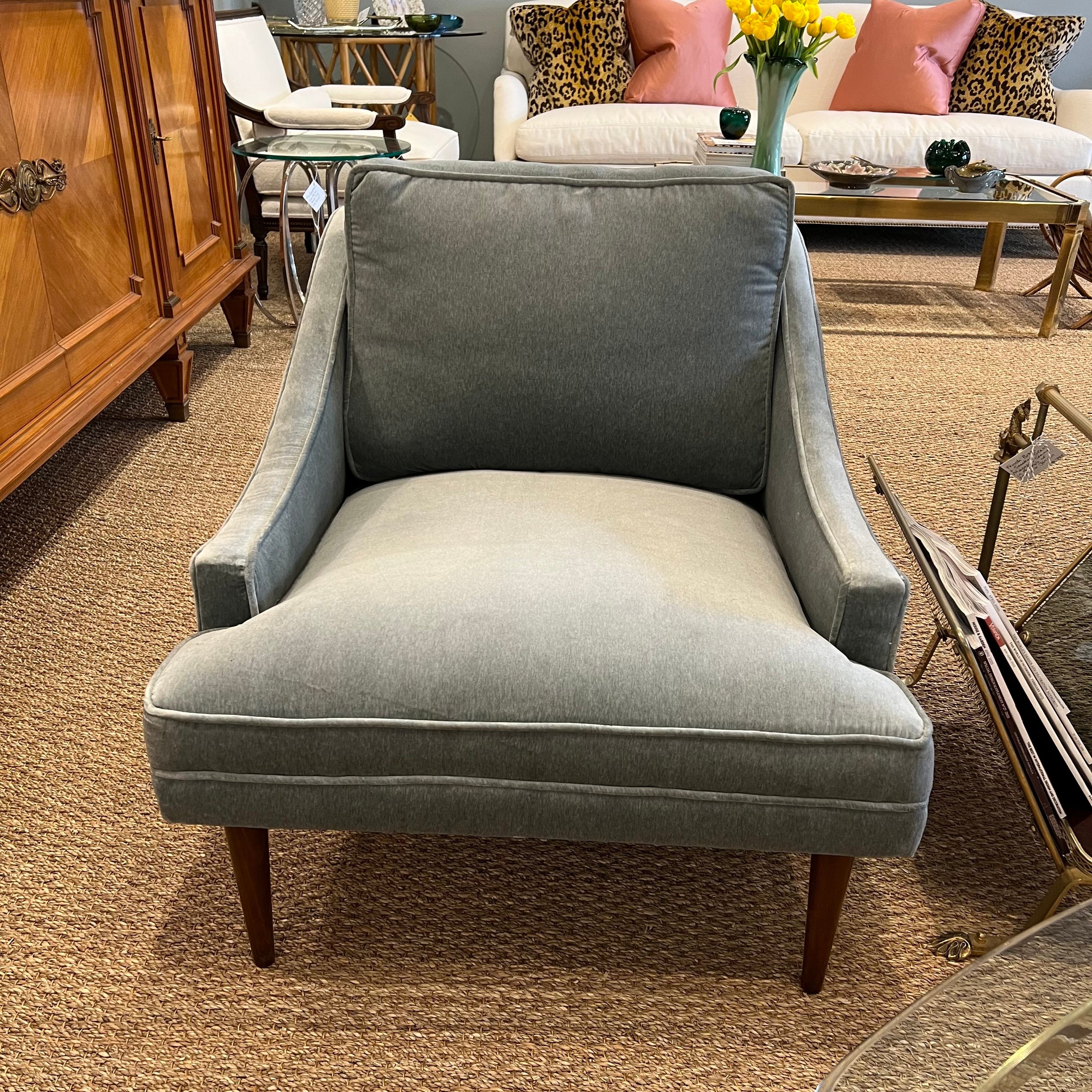 Mid century velvet chair outlet