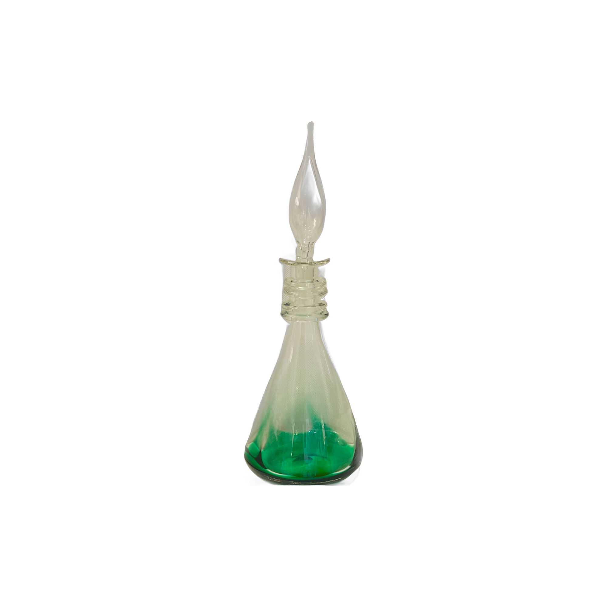 Vintage Green Empoli Glass store Genie Bottle Stopper